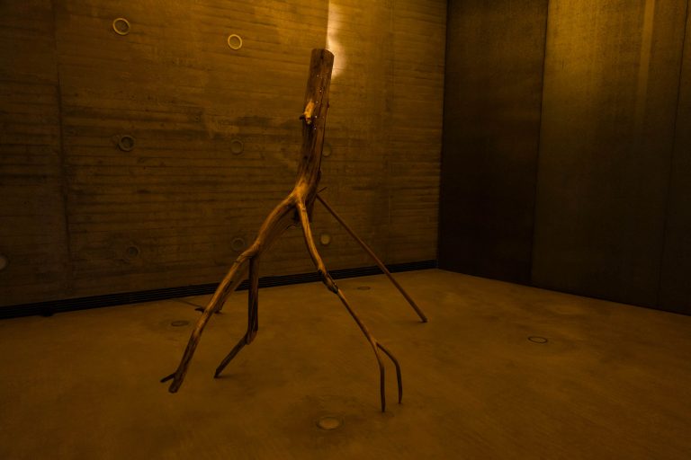 Saber de oído, C3A, 2025 — wooden sculpture with LED lighting (1)