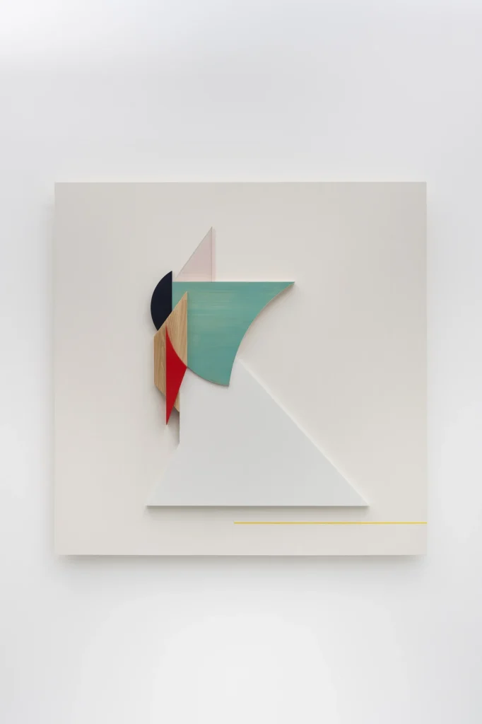 ω (Omega), 2024 — acrylic and water-based two-coat paint on birch, oak and MDF. 160 × 110 × 8 cm